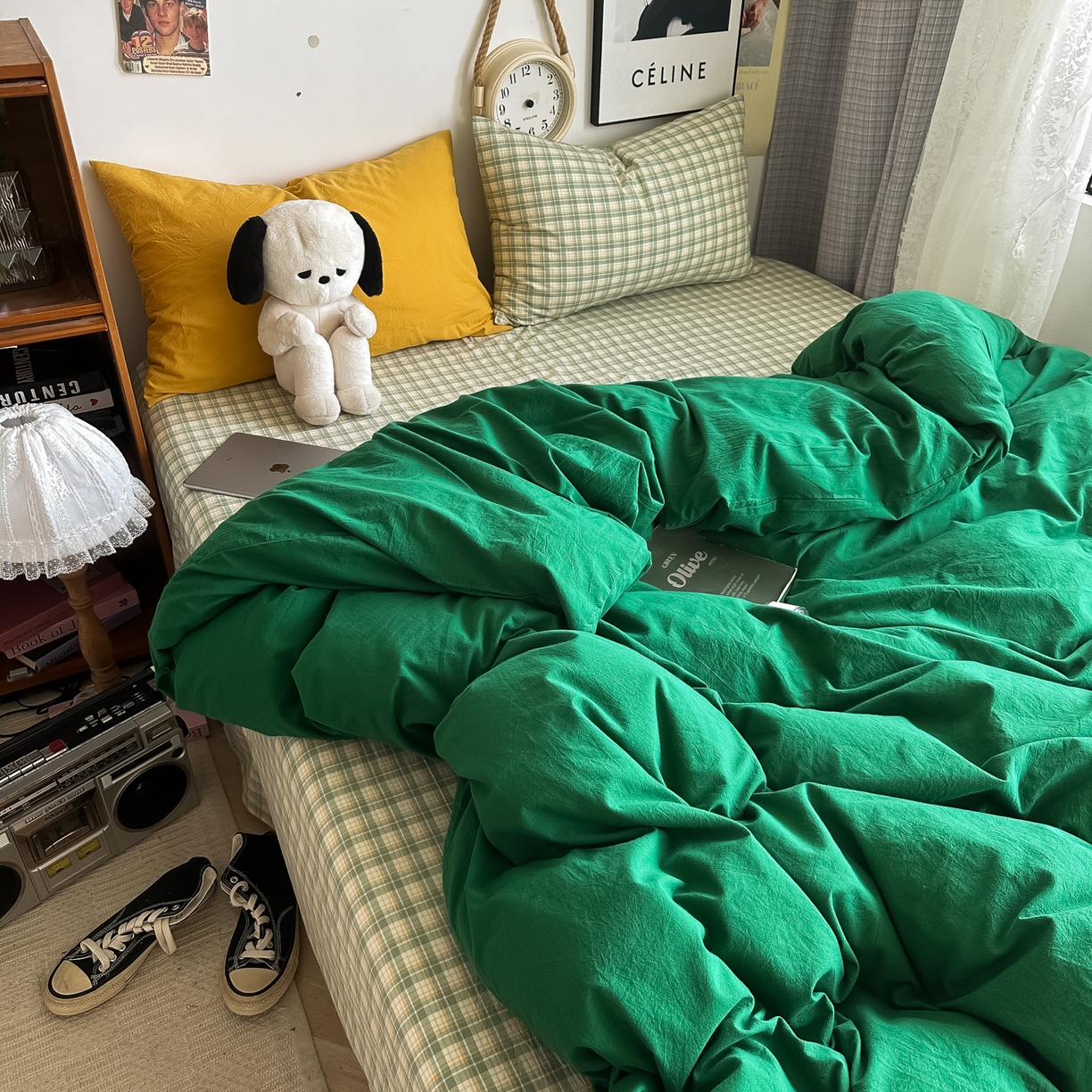 91家纺网 家纺一手货源 找家纺 （总）对白 2025新款全棉纯棉色织水洗棉四件套-圣托里尼【提供买家秀】