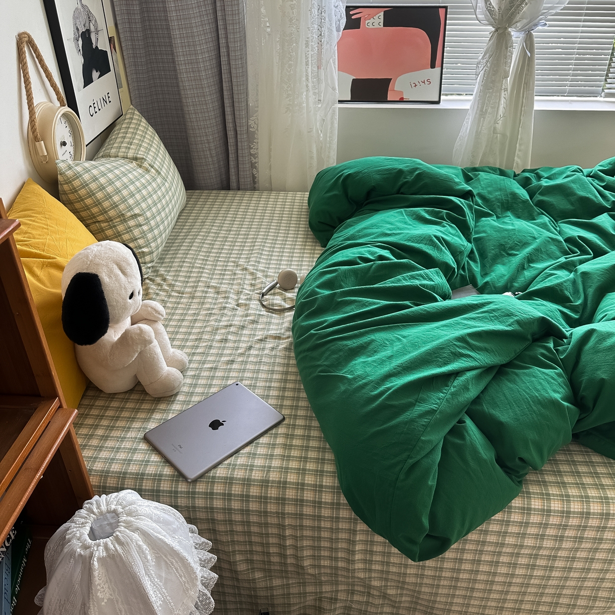 91家纺网 家纺一手货源 找家纺 对白 2025新款全棉纯棉色织水洗棉四件套-圣托里尼 圣托里尼（枕套海王绿）