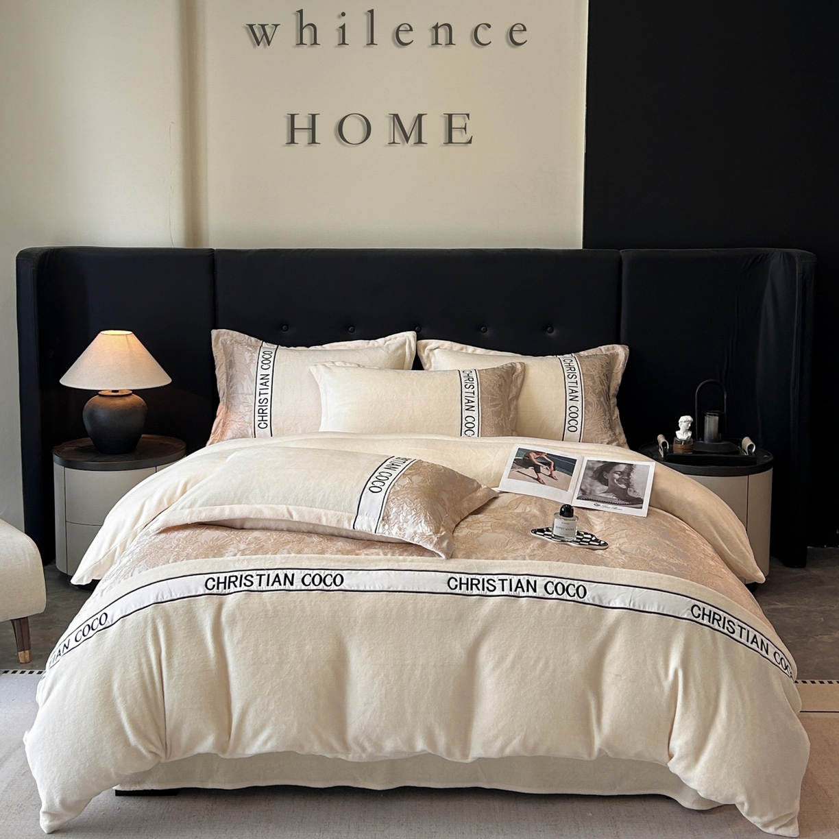 91家纺网 家纺一手货源 找家纺 苏源家居 2025新款加厚牛奶绒拼浮雕冬款四件套-幽境 幽境-奶白