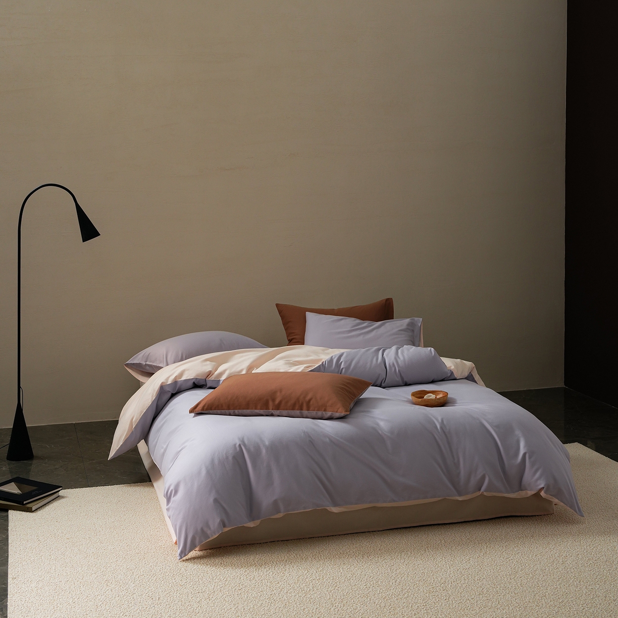 91家纺网 家纺一手货源 找家纺 禾时 2025新款A类全棉贡缎磨毛纯色四件套（礼盒包装）-风格1 森屿