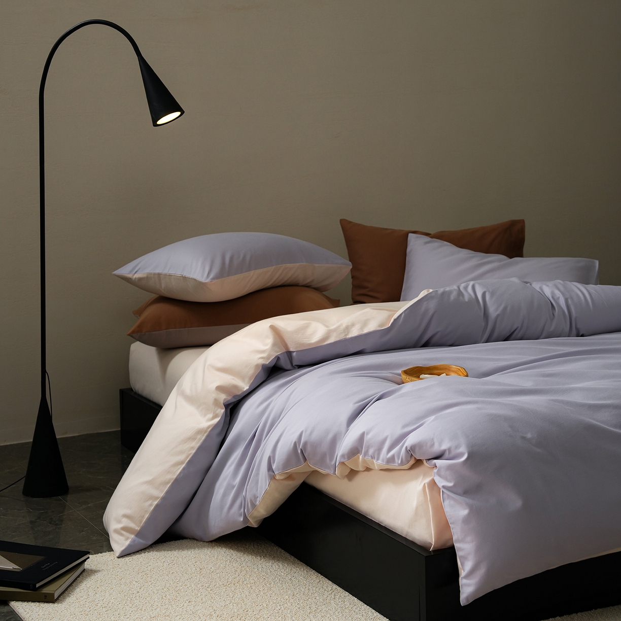 91家纺网 家纺一手货源 找家纺 禾时 2025新款A类全棉贡缎磨毛纯色四件套（礼盒包装）-风格1 森屿