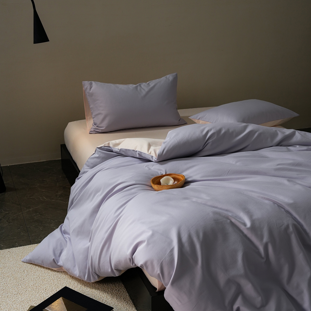 91家纺网 家纺一手货源 找家纺 禾时 2025新款A类全棉贡缎磨毛纯色四件套（礼盒包装）-风格1 森屿