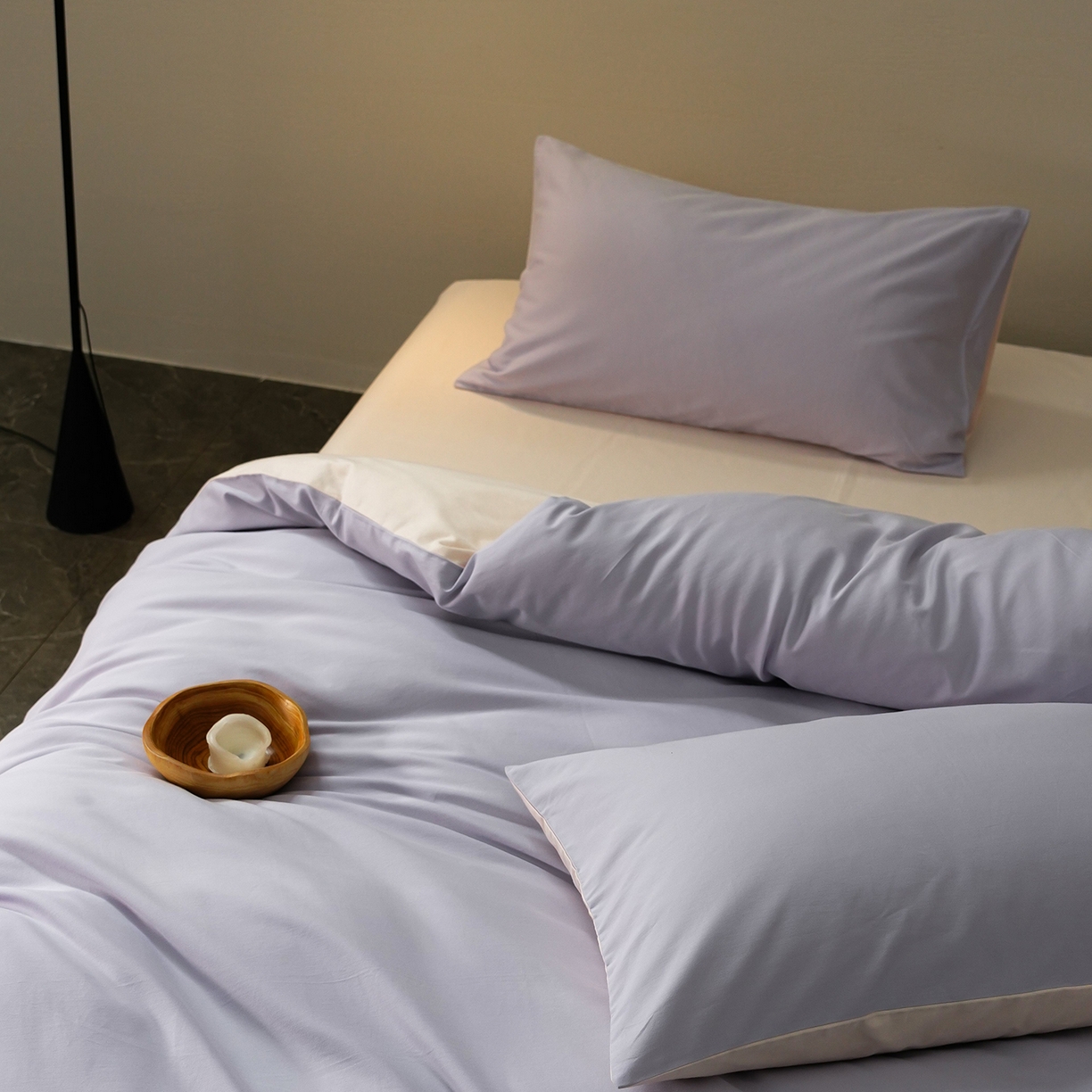 91家纺网 家纺一手货源 找家纺 禾时 2025新款A类全棉贡缎磨毛纯色四件套（礼盒包装）-风格1 森屿