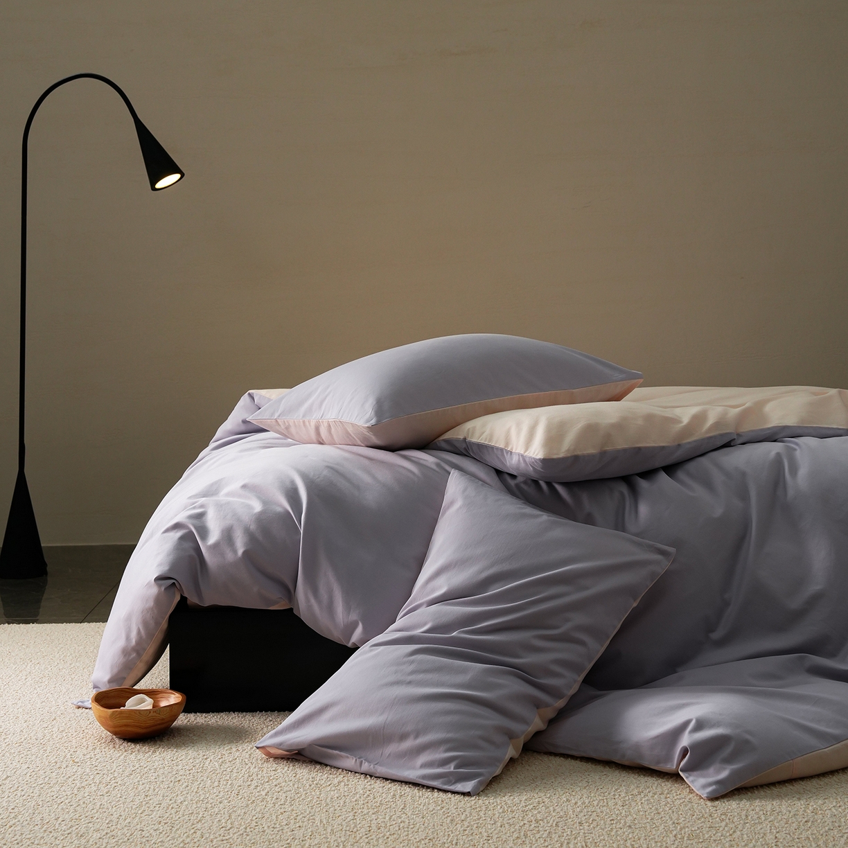 91家纺网 家纺一手货源 找家纺 禾时 2025新款A类全棉贡缎磨毛纯色四件套（礼盒包装）-风格1 森屿