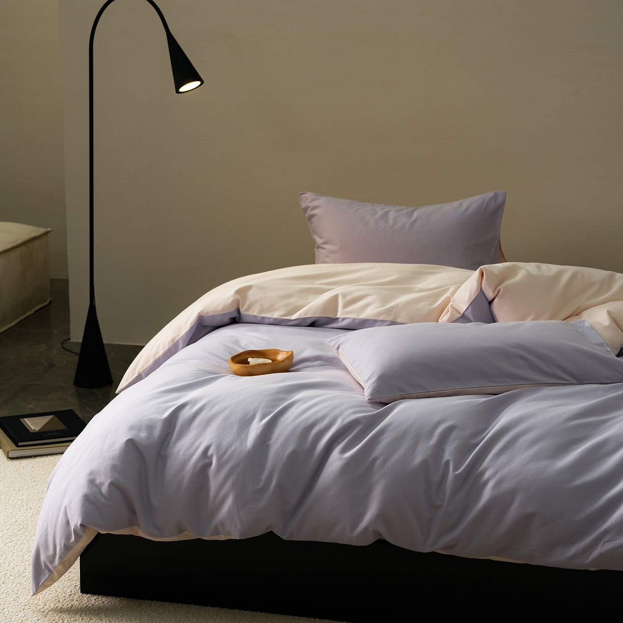 91家纺网 家纺一手货源 找家纺 禾时 2025新款A类全棉贡缎磨毛纯色四件套（礼盒包装）-风格1 森屿