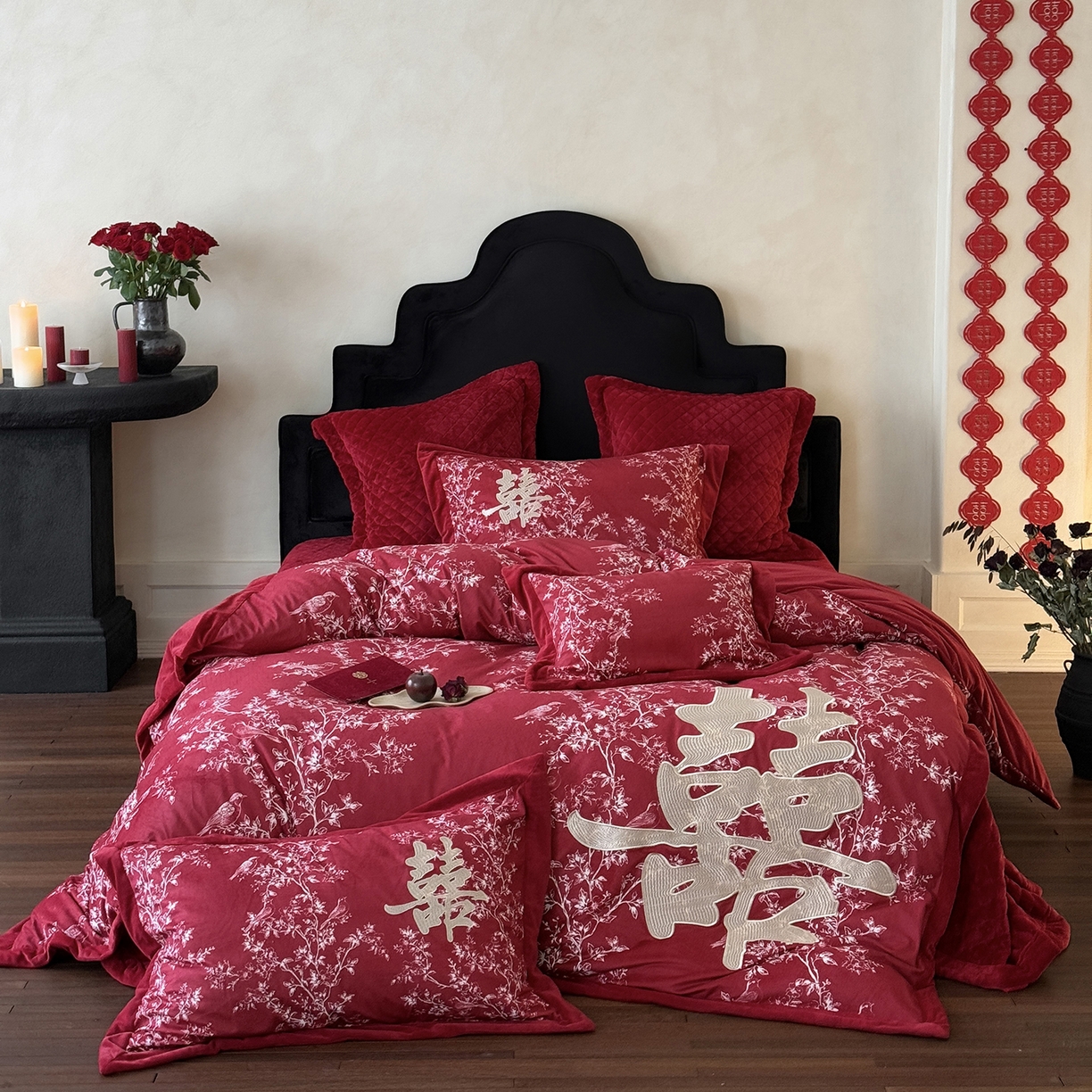 91家纺网 家纺一手货源 找家纺 （总）江涞 2025新款高克重婴肤绒数码印花高端刺绣四件套-合欢