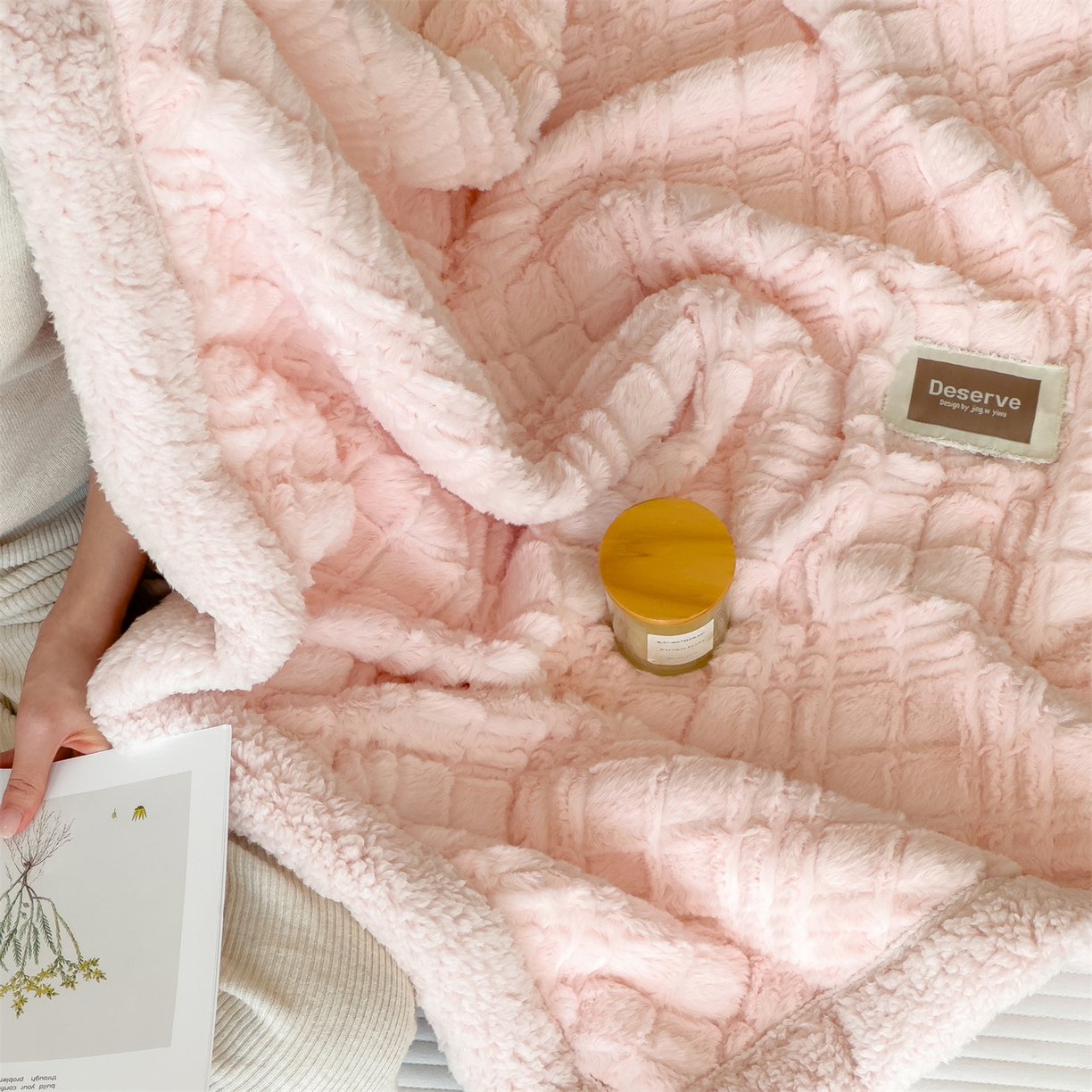 91家纺网 家纺一手货源 找家纺 慕木家纺 2025新款高克重加厚兔毛绒斜纹双层毛毯毛毯毯子（可供跨境提供买家秀） 兔兔绒-斜纹-仙女粉