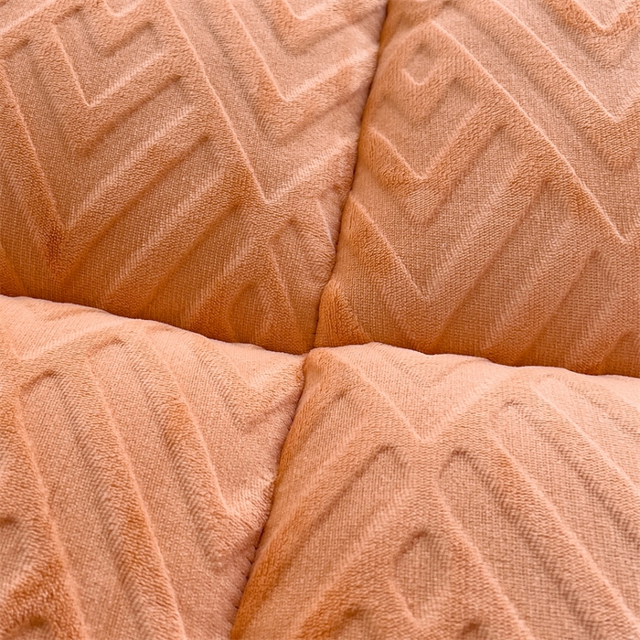 91家纺网 家纺一手货源 找家纺 蓝冰家纺 2025新款雕花牛奶绒羊羔绒床垫 落日橙