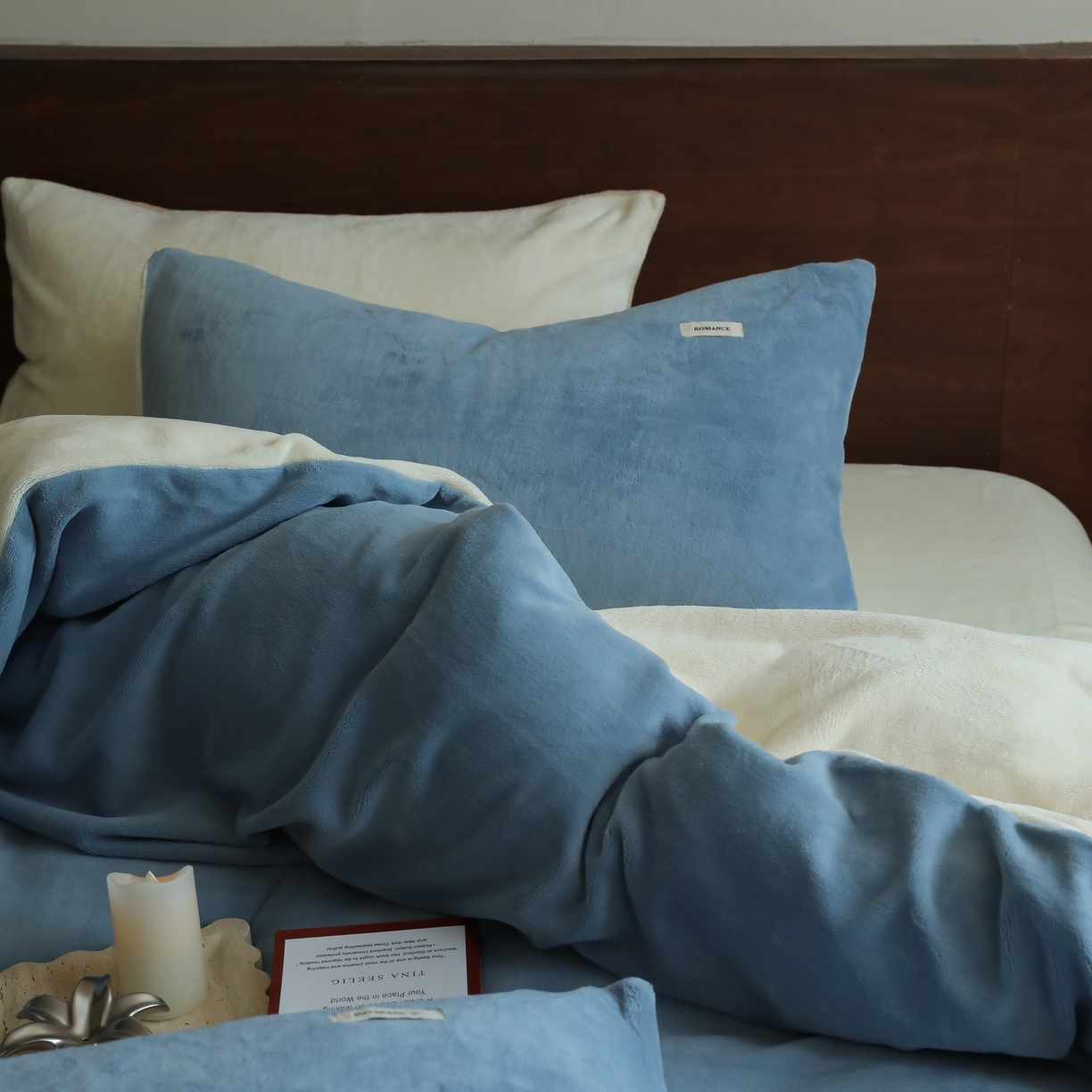 91家纺网 家纺一手货源 找家纺 （总）时光里 2025新款230克纯色简约双拼牛奶绒四件套套件