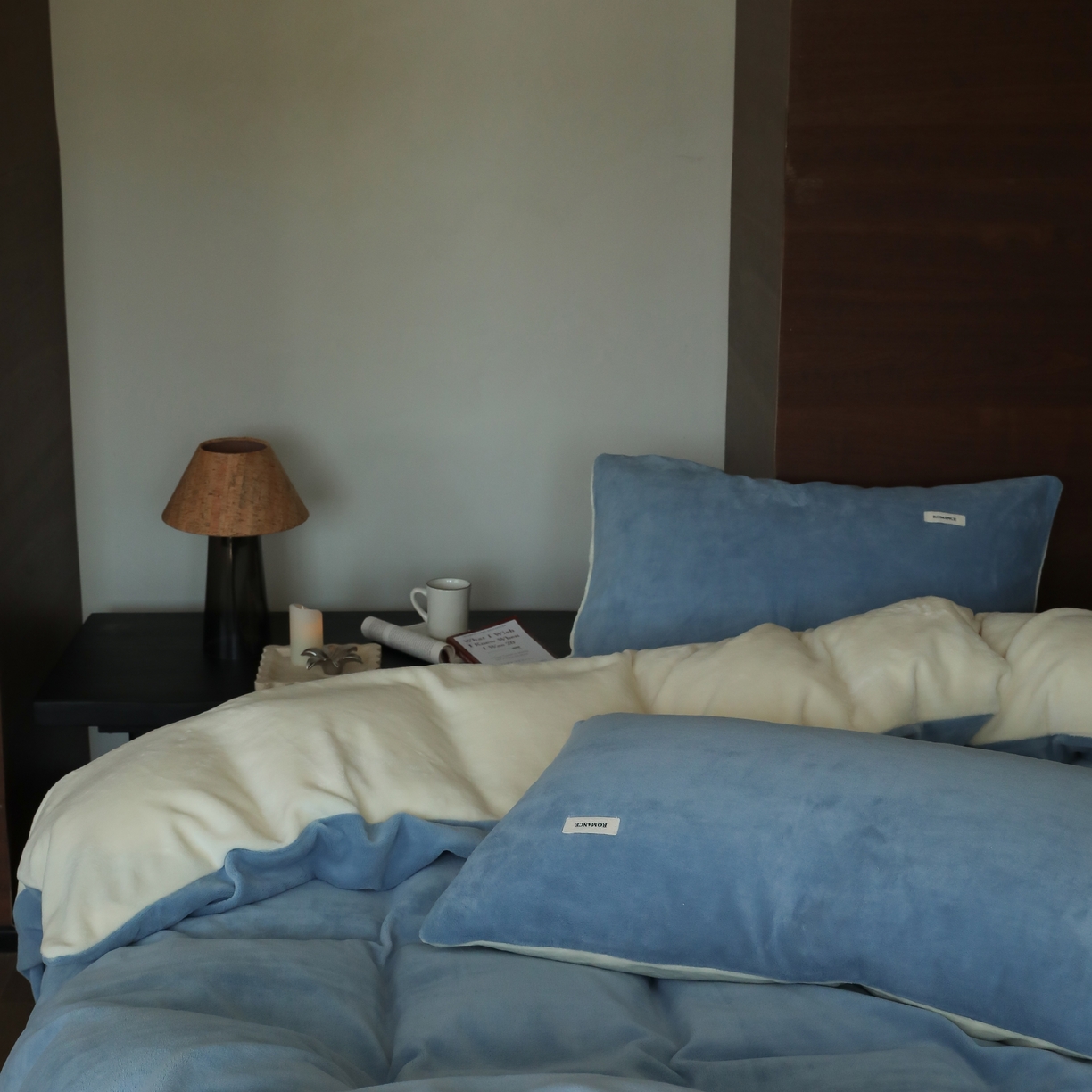 91家纺网 家纺一手货源 找家纺 （总）时光里 2025新款230克纯色简约双拼牛奶绒四件套套件