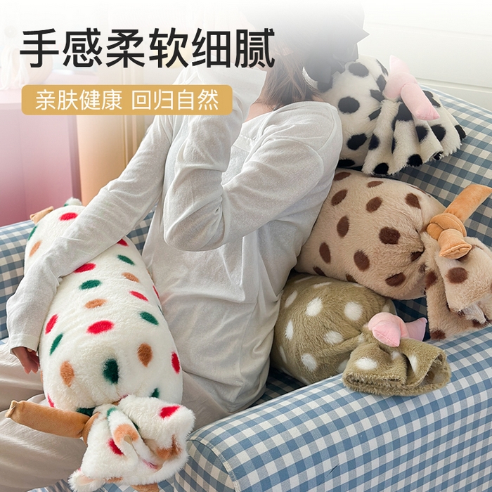 91家纺网 家纺一手货源 找家纺 美茉家居 2025新款波点兔毛绒糖果抱枕 彩色波点