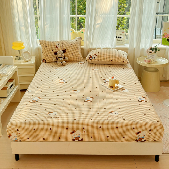 91家纺网 家纺一手货源 找家纺 澜妃 2025新款高克重软软糯糯牛奶绒单床笠CL系列（小红书推荐） CL-可可猫星