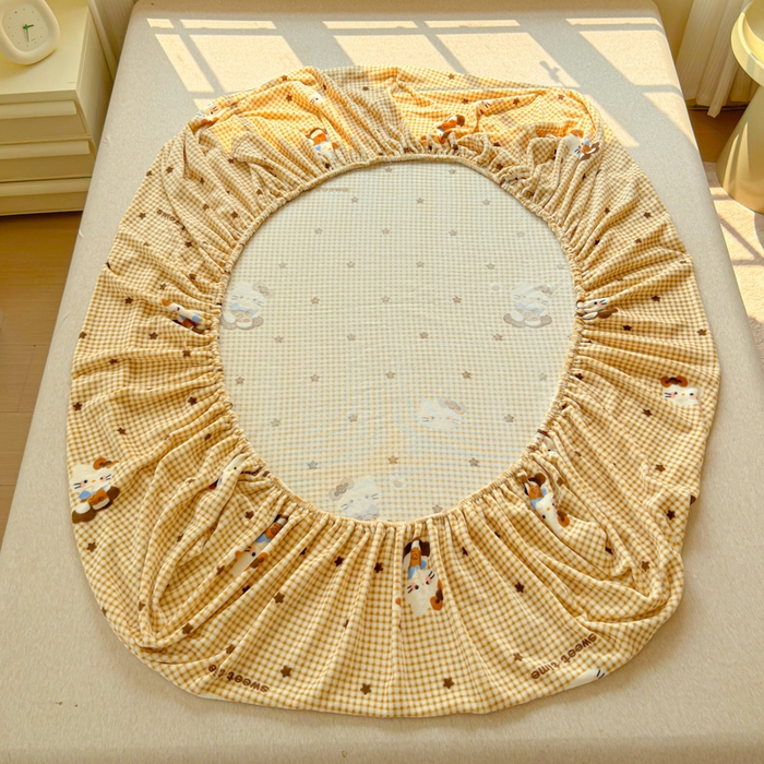 91家纺网 家纺一手货源 找家纺 澜妃 2025新款高克重软软糯糯牛奶绒单床笠CL系列（小红书推荐） CL-可可猫星