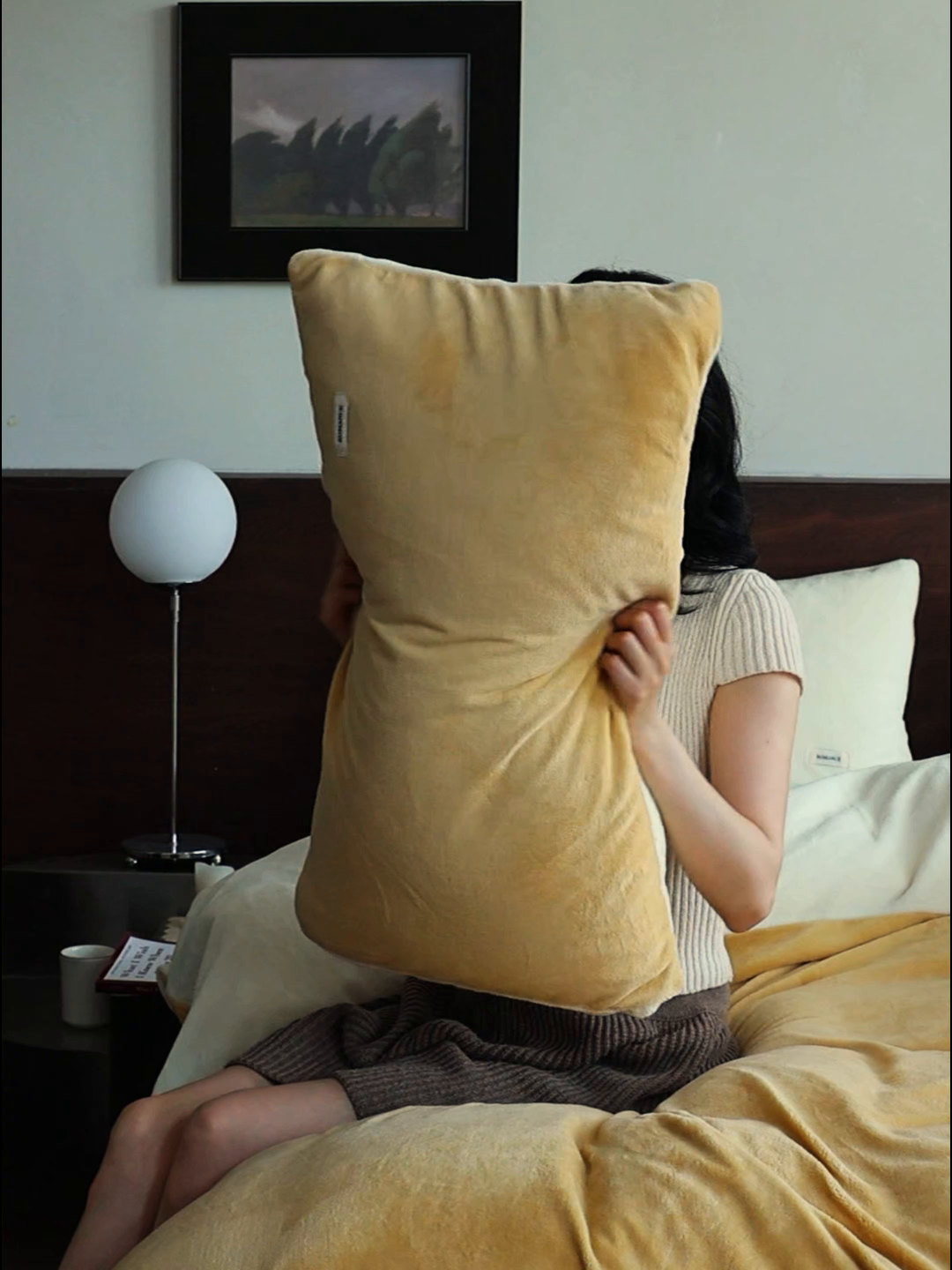 91家纺网 家纺一手货源 找家纺 时光里 2025新款230克纯色简约双拼牛奶绒四件套套件 沙漠黄拼奶白