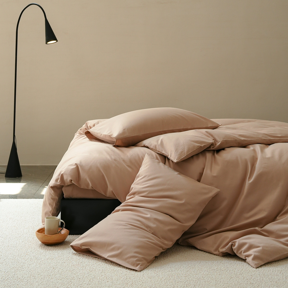 91家纺网 家纺一手货源 找家纺 禾时 2025新款A类全棉贡缎磨毛纯色四件套（礼盒包装）-风格1 鱼肚