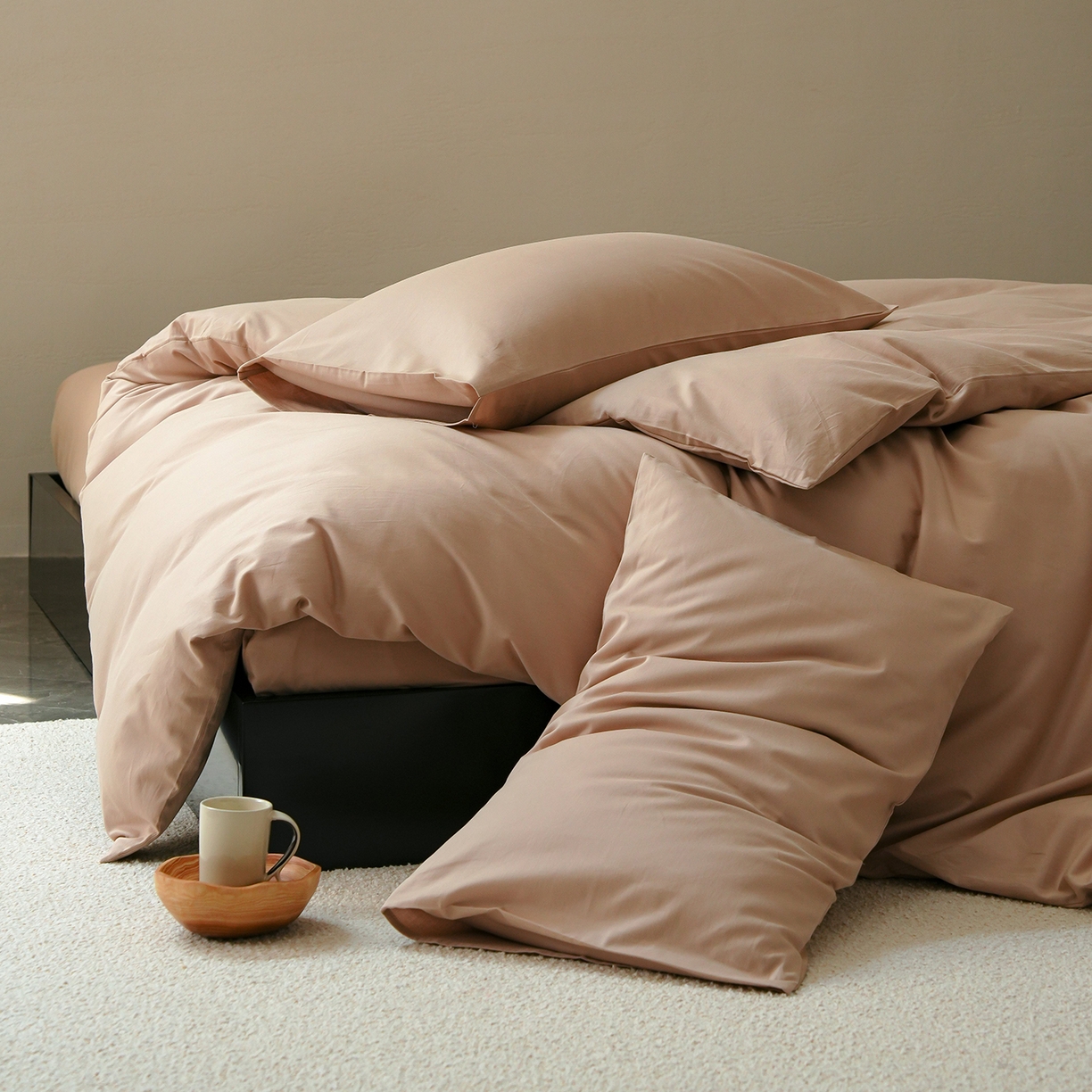 91家纺网 家纺一手货源 找家纺 禾时 2025新款A类全棉贡缎磨毛纯色四件套（礼盒包装）-风格1 鱼肚