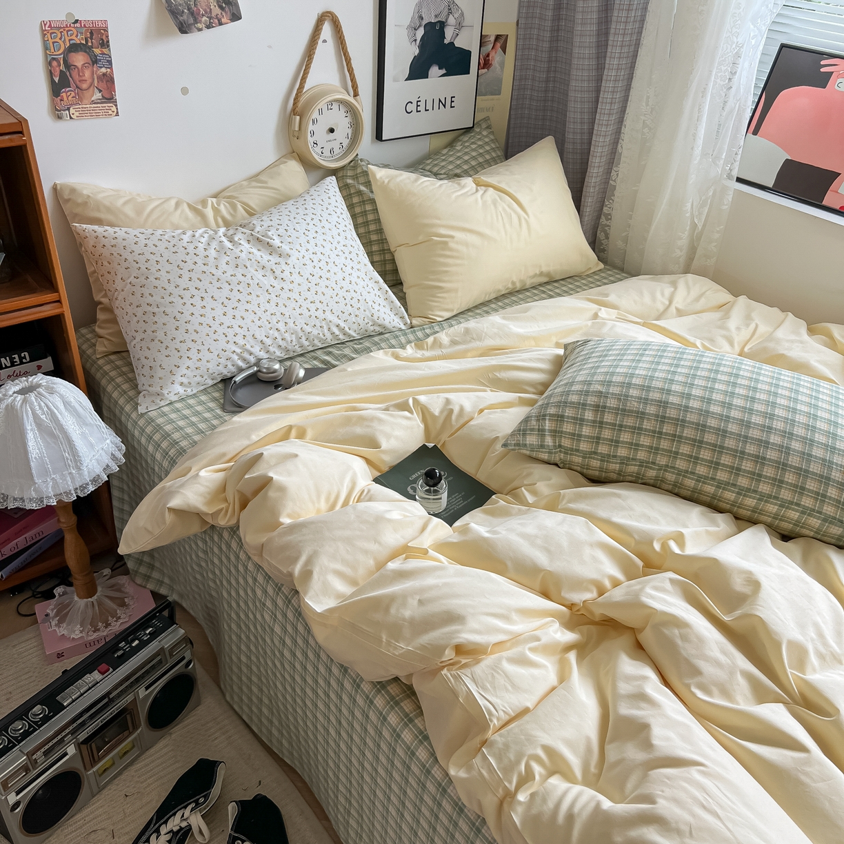 91家纺网 家纺一手货源 找家纺 （总）对白 2025新款混搭全棉纯棉色织水洗棉四件套-西西里【提供买家秀】