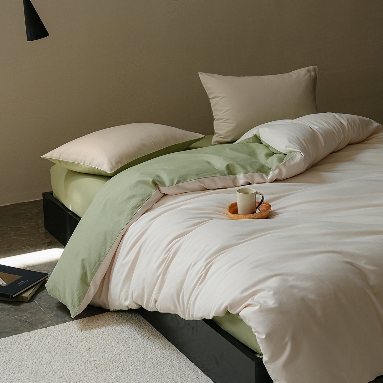 91家纺网 家纺一手货源 找家纺 禾时 2025新款A类全棉贡缎磨毛纯色四件套（礼盒包装）-风格1 玉林