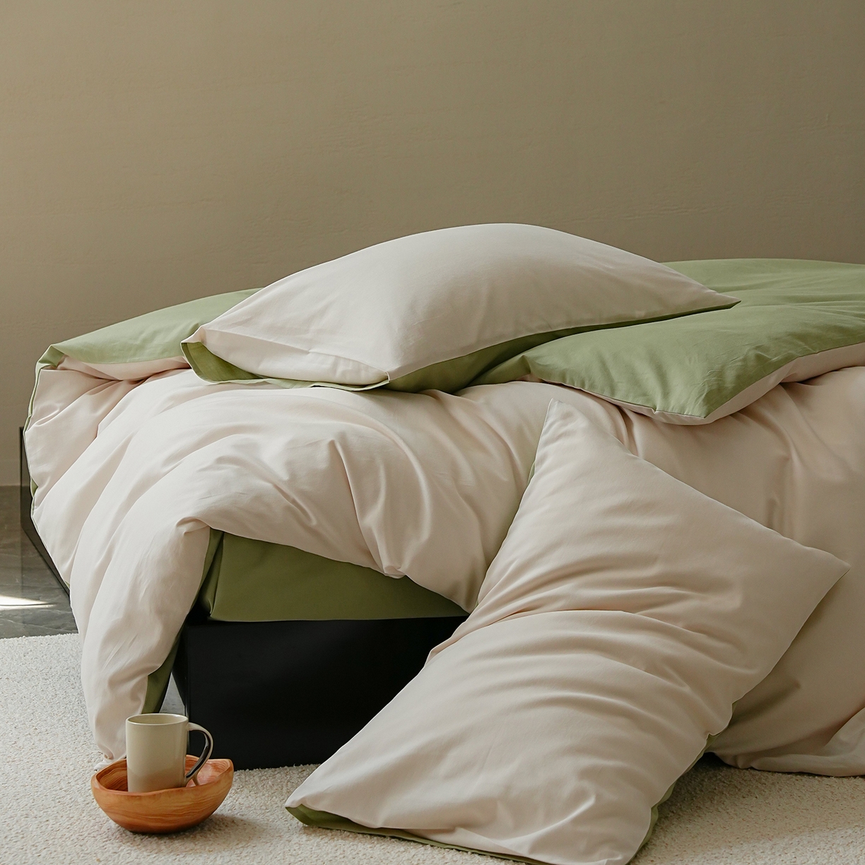 91家纺网 家纺一手货源 找家纺 禾时 2025新款A类全棉贡缎磨毛纯色四件套（礼盒包装）-风格1 玉林