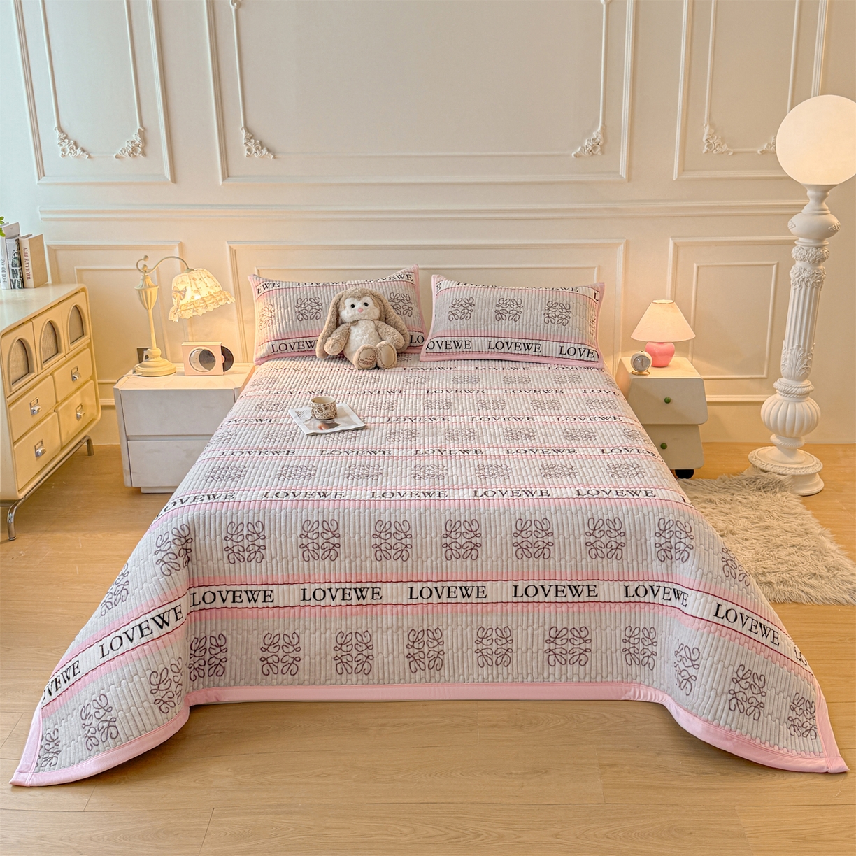 91家纺网 家纺一手货源 找家纺 慕木家纺 2025新款高克重牛奶绒小清新印花卡通夹棉单床盖床盖单件（提供买家秀) 牛奶绒床盖-蝶舞飞