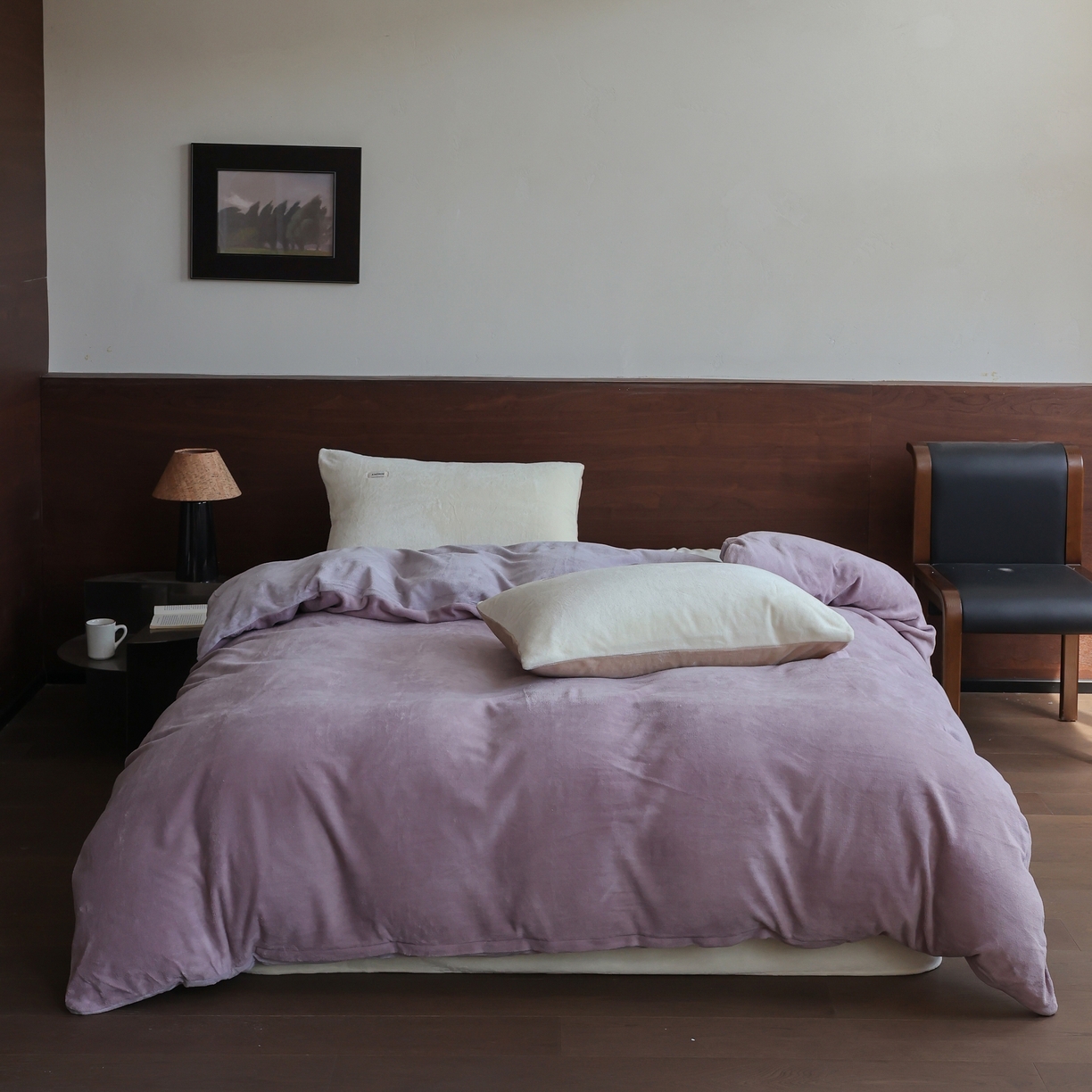 91家纺网 家纺一手货源 找家纺 （总）时光里 2025新款230克纯色简约双拼牛奶绒四件套单品被套