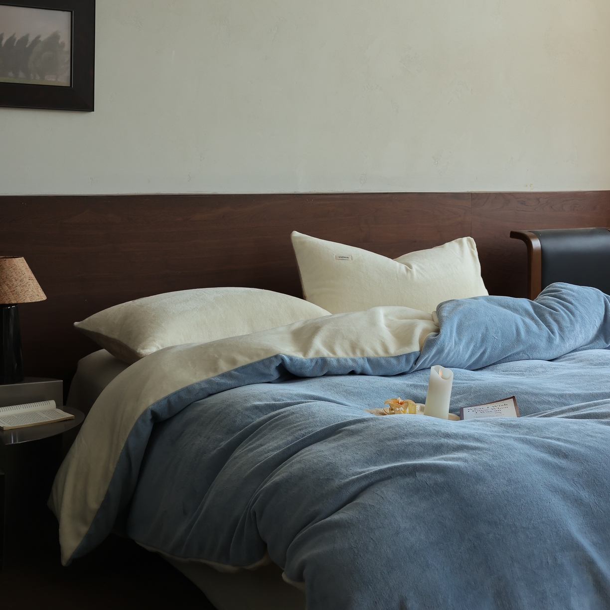 91家纺网 家纺一手货源 找家纺 （总）时光里 2025新款230克纯色简约双拼牛奶绒四件套单品被套