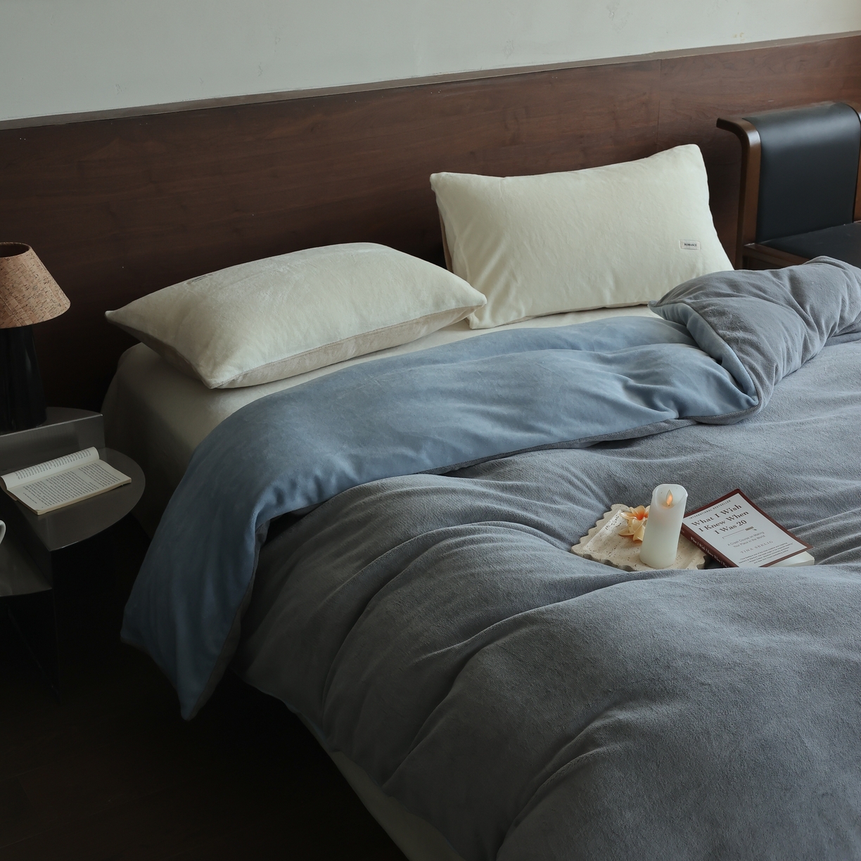 91家纺网 家纺一手货源 找家纺 （总）时光里 2025新款230克纯色简约双拼牛奶绒四件套单品被套