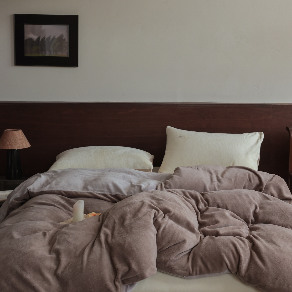 91家纺网 家纺一手货源 找家纺 （总）时光里 2025新款230克纯色简约双拼牛奶绒四件套单品被套