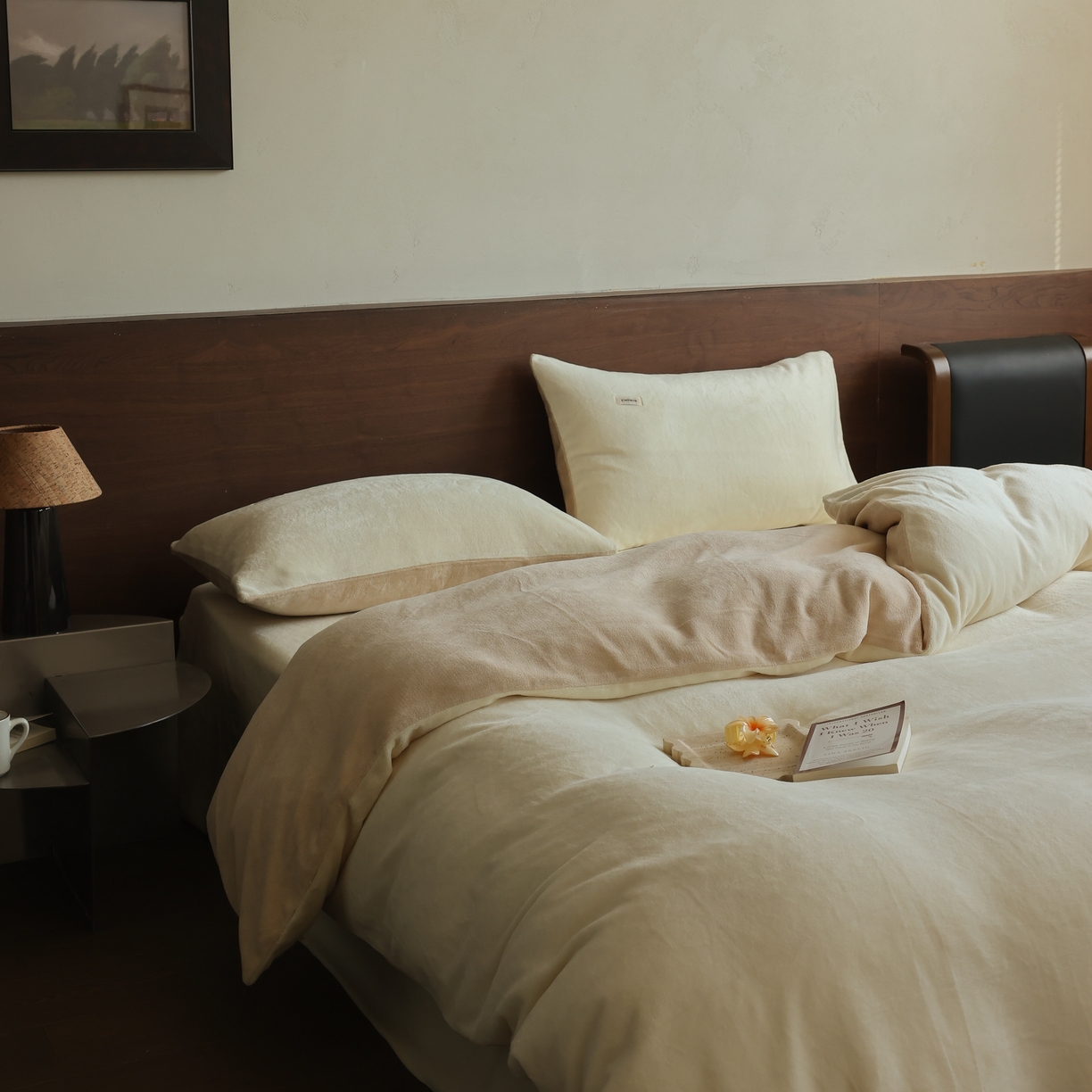 91家纺网 家纺一手货源 找家纺 （总）时光里 2025新款230克纯色简约双拼牛奶绒四件套单品被套