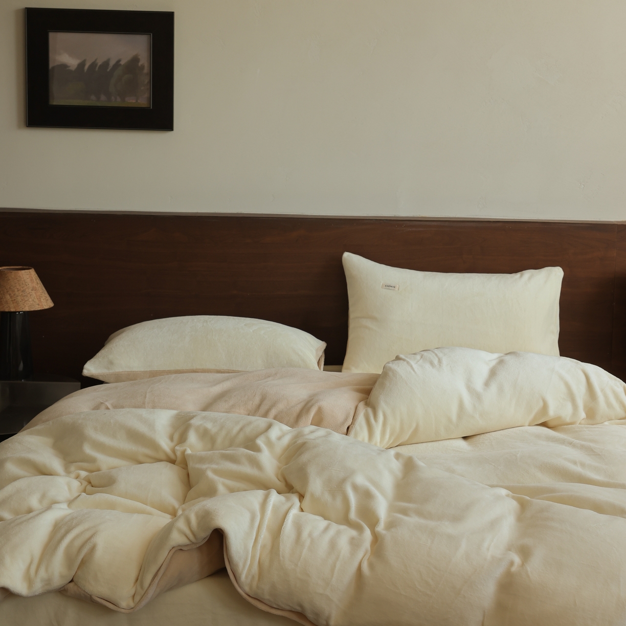 91家纺网 家纺一手货源 找家纺 （总）时光里 2025新款230克纯色简约双拼牛奶绒四件套单品被套