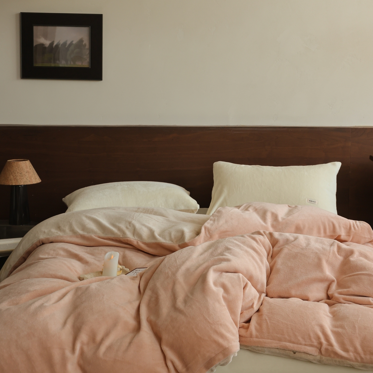 91家纺网 家纺一手货源 找家纺 （总）时光里 2025新款230克纯色简约双拼牛奶绒四件套单品被套