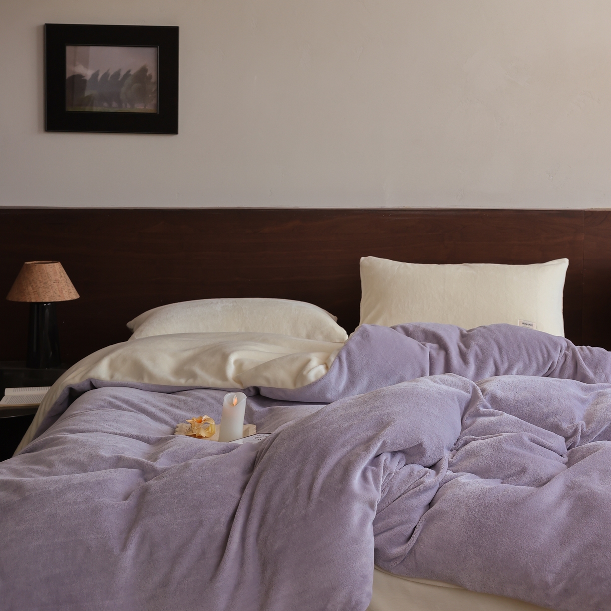 91家纺网 家纺一手货源 找家纺 （总）时光里 2025新款230克纯色简约双拼牛奶绒四件套单品被套