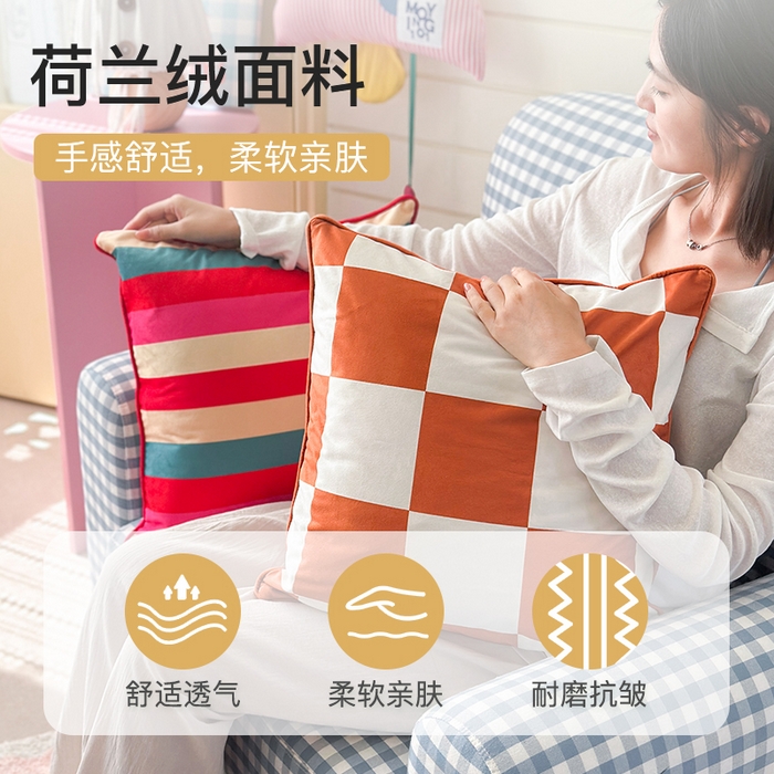（总）美茉家居 2025新款荷兰绒丝绒炫彩方枕抱枕