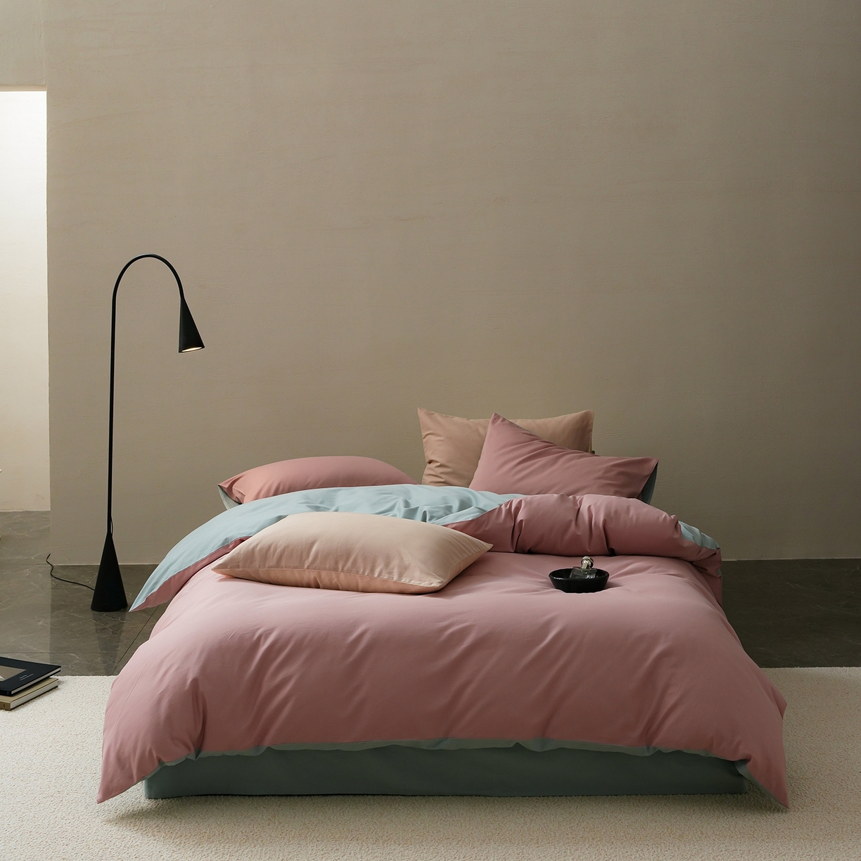 禾时 2025新款A类全棉贡缎磨毛纯色四件套（礼盒包装）-风格1 紫黛