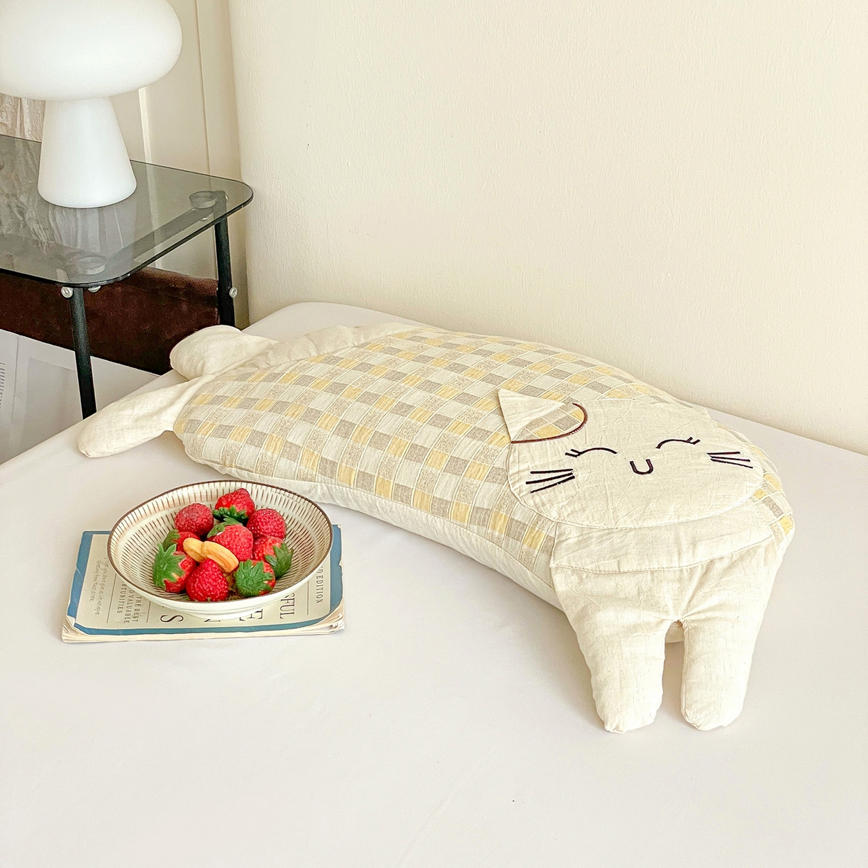 91家纺网 家纺一手货源 找家纺 （总）亦帆枕芯 2025秋冬新款棉麻可爱猫荞麦枕可拆洗枕芯加枕套