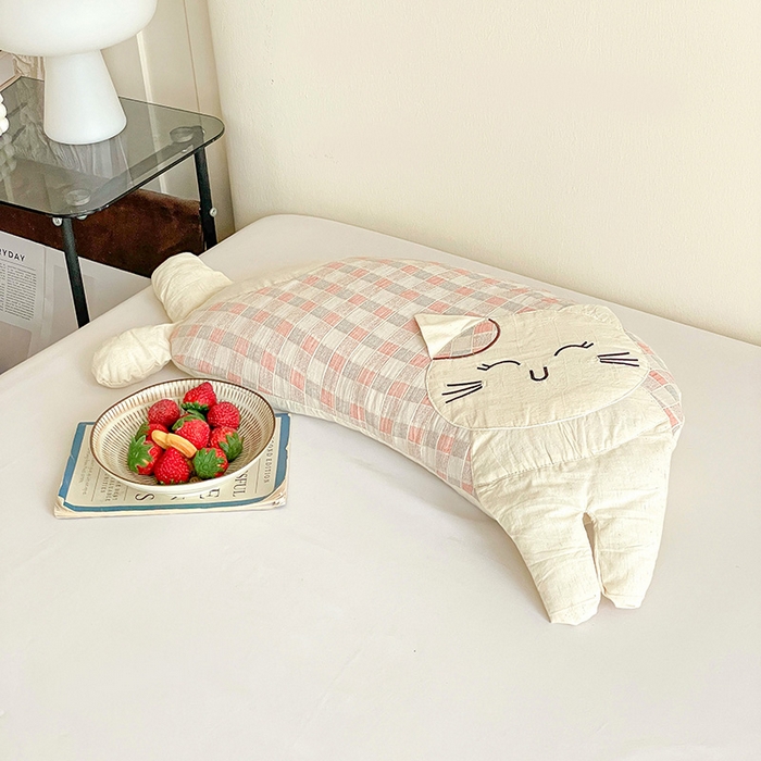 91家纺网 家纺一手货源 找家纺 （总）亦帆枕芯 2025秋冬新款棉麻可爱猫荞麦枕可拆洗枕芯加枕套