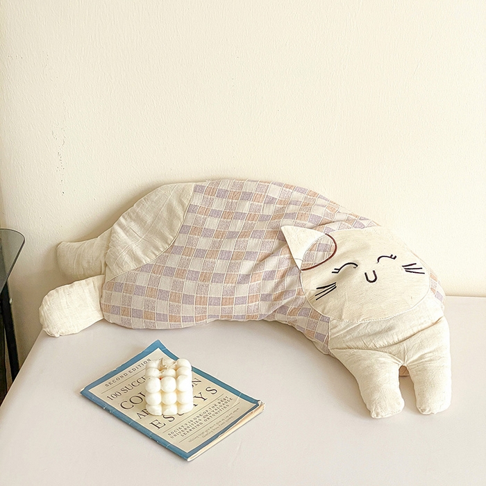 91家纺网 家纺一手货源 找家纺 （总）亦帆枕芯 2025秋冬新款棉麻可爱猫荞麦枕可拆洗枕芯加枕套