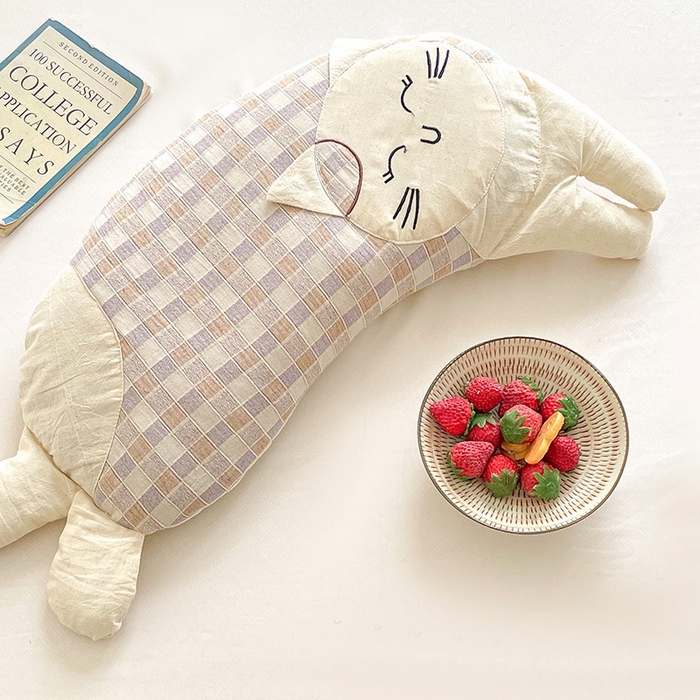 91家纺网 家纺一手货源 找家纺 （总）亦帆枕芯 2025秋冬新款棉麻可爱猫荞麦枕可拆洗枕芯加枕套