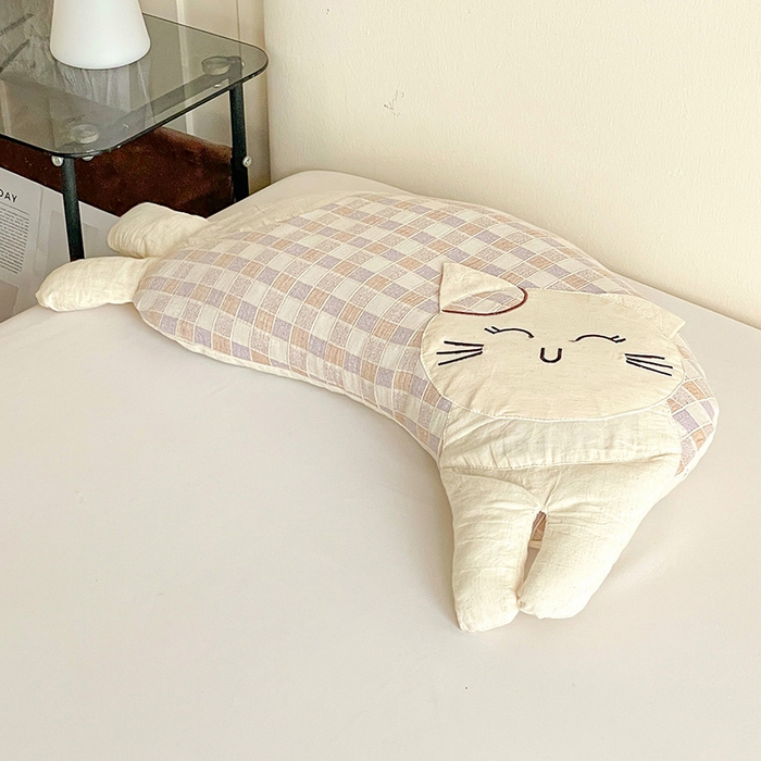 91家纺网 家纺一手货源 找家纺 （总）亦帆枕芯 2025秋冬新款棉麻可爱猫荞麦枕可拆洗枕芯加枕套