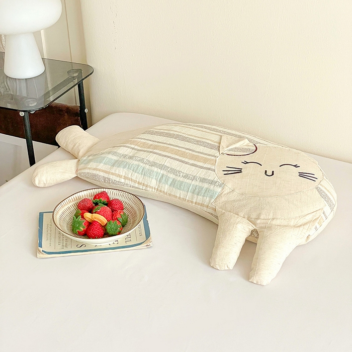 91家纺网 家纺一手货源 找家纺 （总）亦帆枕芯 2025秋冬新款棉麻可爱猫荞麦枕可拆洗枕芯加枕套