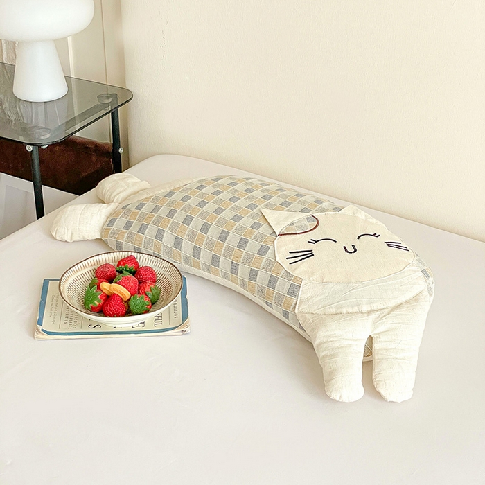 91家纺网 家纺一手货源 找家纺 （总）亦帆枕芯 2025秋冬新款棉麻可爱猫荞麦枕可拆洗枕芯加枕套