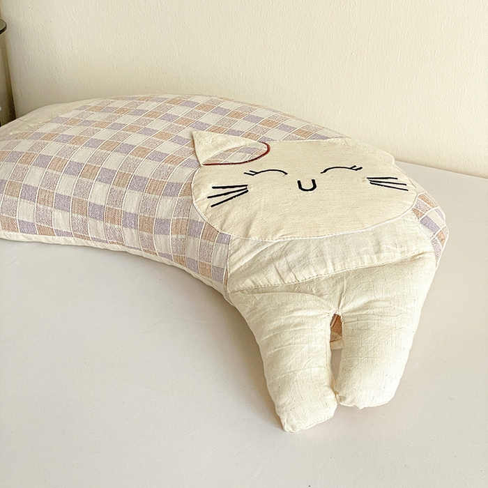 91家纺网 家纺一手货源 找家纺 （总）亦帆枕芯 2025秋冬新款棉麻可爱猫荞麦枕可拆洗枕芯加枕套
