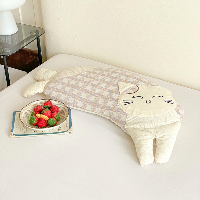 91家纺网 家纺一手货源 找家纺 （总）亦帆枕芯 2025秋冬新款棉麻可爱猫荞麦枕可拆洗枕芯加枕套