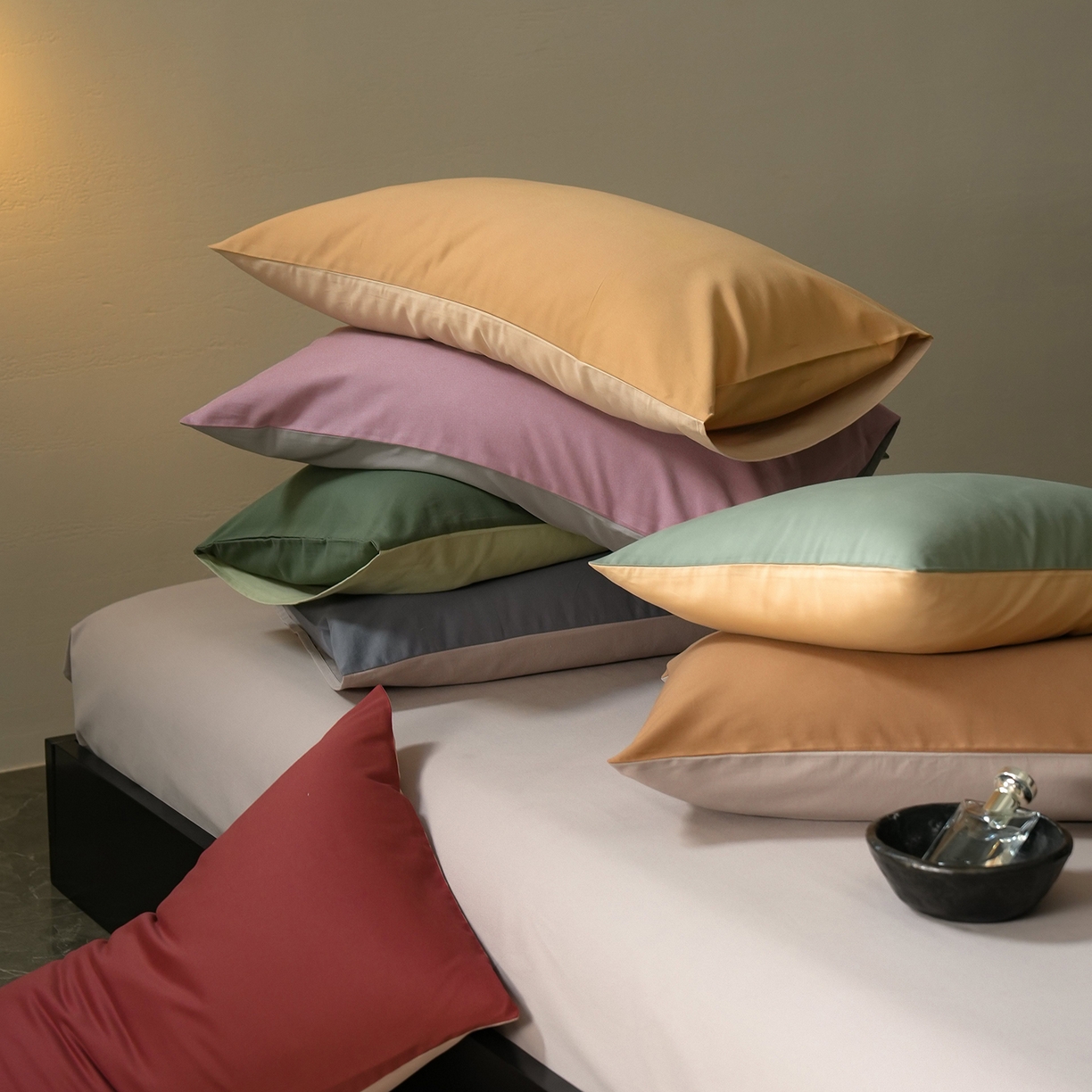 禾时 2025新款A类全棉贡缎磨毛纯色四件套（礼盒包装）-风格1 ---组合---