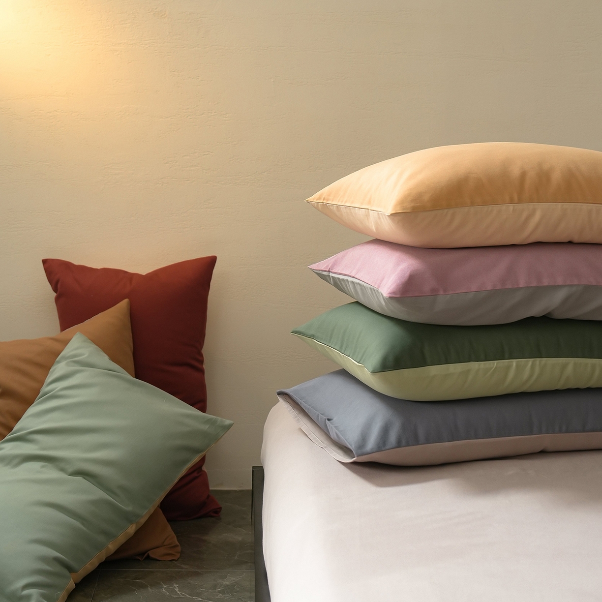 91家纺网 家纺一手货源 找家纺 禾时 2025新款A类全棉贡缎磨毛纯色四件套（礼盒包装）-风格1 ---组合---