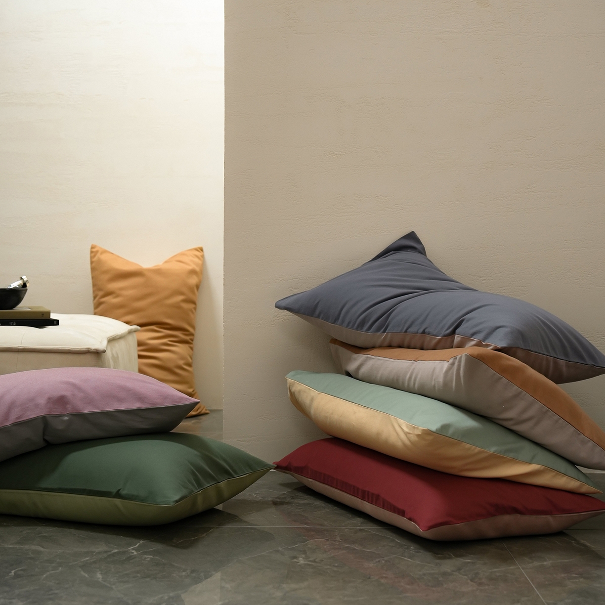 91家纺网 家纺一手货源 找家纺 禾时 2025新款A类全棉贡缎磨毛纯色四件套（礼盒包装）-风格1 ---组合---