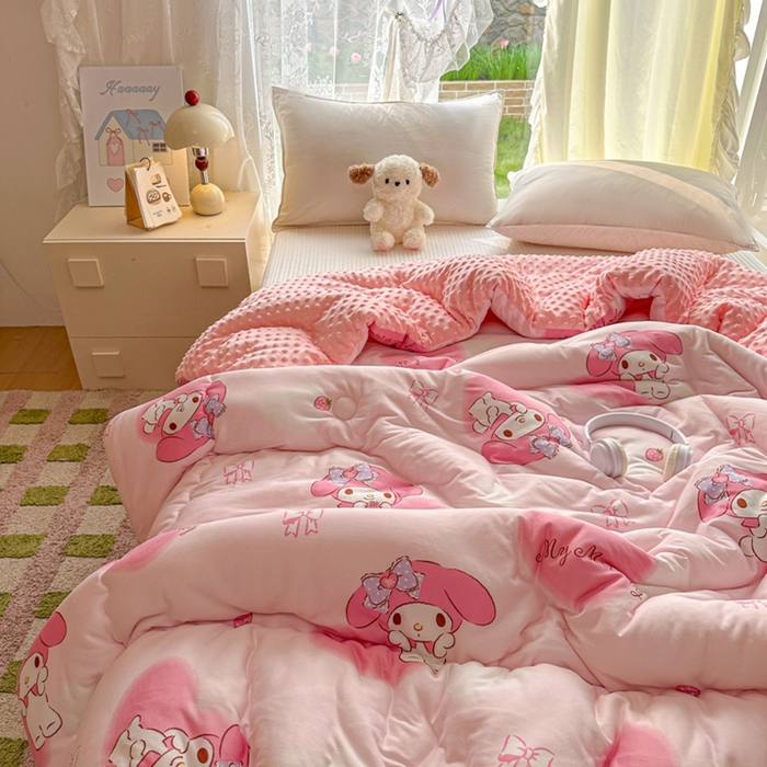 91家纺网 家纺一手货源 找家纺 （总）希诺家居 2025新款正版授权三丽鸥秋冬针织棉豆豆被儿童被被子被芯