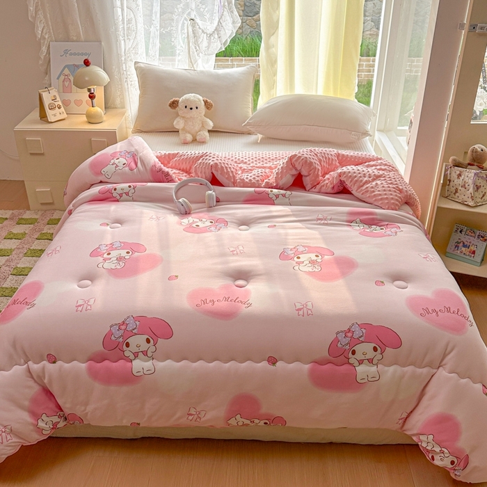 91家纺网 家纺一手货源 找家纺 （总）希诺家居 2025新款正版授权三丽鸥秋冬针织棉豆豆被儿童被被子被芯