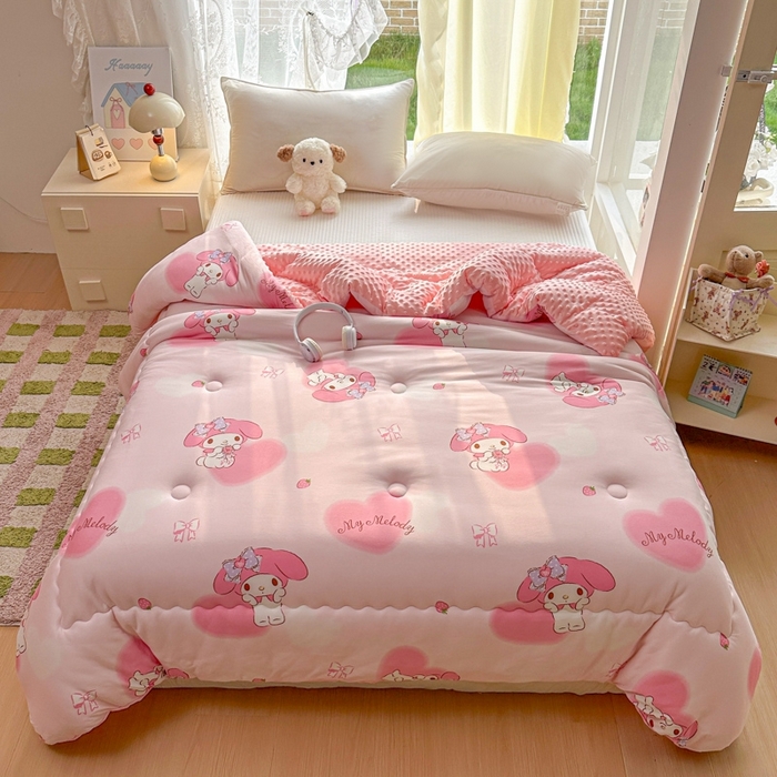 91家纺网 家纺一手货源 找家纺 （总）希诺家居 2025新款正版授权三丽鸥秋冬针织棉豆豆被儿童被被子被芯