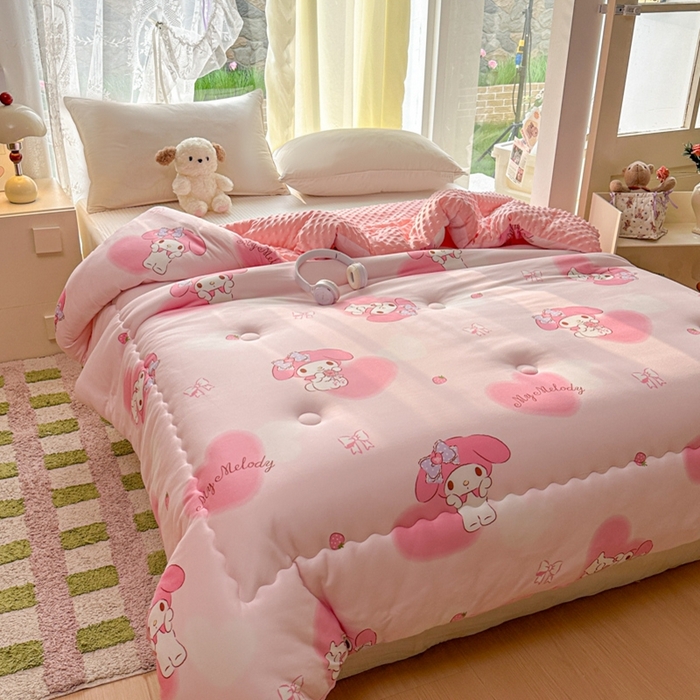 91家纺网 家纺一手货源 找家纺 （总）希诺家居 2025新款正版授权三丽鸥秋冬针织棉豆豆被儿童被被子被芯